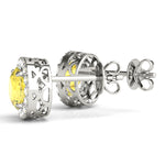 14k White Gold Halo Round Diamond Earrings - 0.67 CTTW