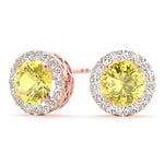 14k White Gold Halo Round Diamond Earrings - 0.67 CTTW