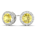 14k White Gold Halo Round Diamond Earrings - 0.67 CTTW