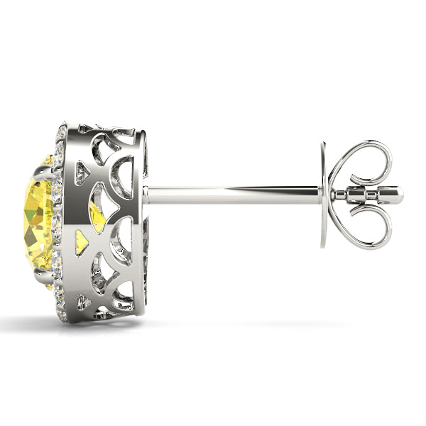 14k White Gold Halo Round Diamond Earrings - 0.67 CTTW