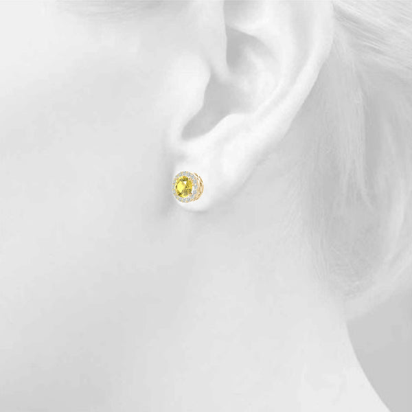 14k White Gold Halo Round Diamond Earrings - 0.67 CTTW