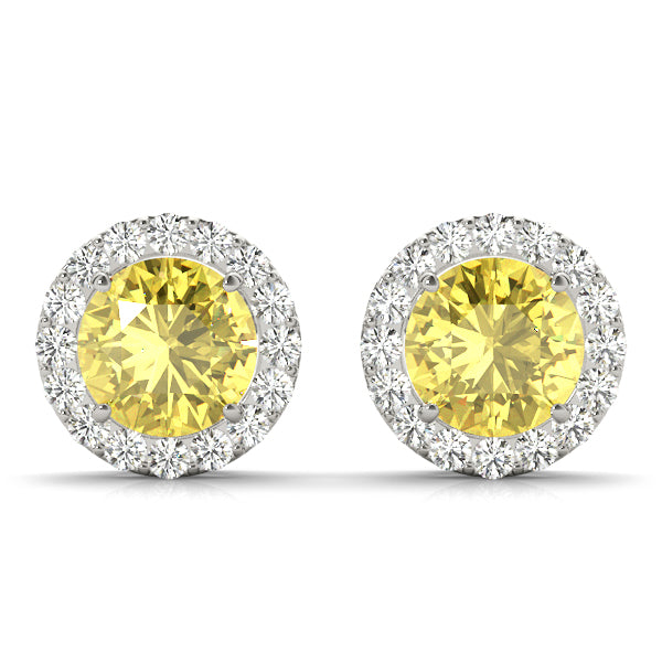 14k White Gold Halo Round Diamond Earrings - 0.67 CTTW
