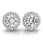 14k White Gold Halo Round Diamond Earrings - 0.67 CTTW