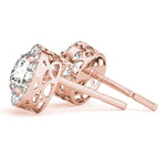14k White Gold Halo Round Diamond Earrings - 0.67 CTTW