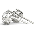 14k White Gold Halo Round Diamond Earrings - 0.67 CTTW