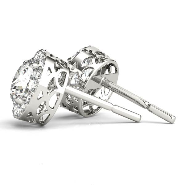 14k White Gold Halo Round Diamond Earrings - 0.67 CTTW