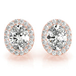 14kt White Gold Halo Oval Solitaire Earrings - Semi-Mount with 0.36 cttw SI2, H-I Diamonds