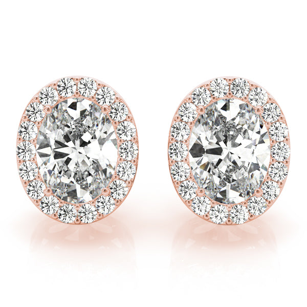 14kt White Gold Halo Oval Solitaire Earrings - Semi-Mount with 0.36 cttw SI2, H-I Diamonds