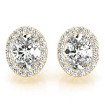 14kt White Gold Halo Oval Solitaire Earrings - Semi-Mount with 0.36 cttw SI2, H-I Diamonds