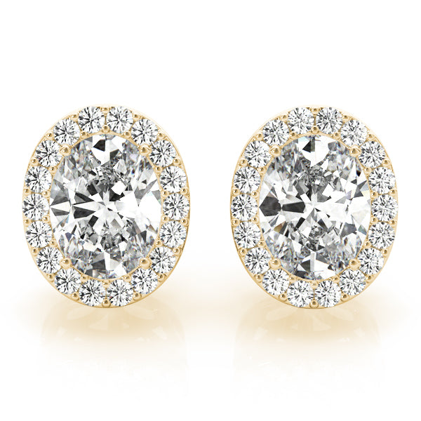 14kt White Gold Halo Oval Solitaire Earrings - Semi-Mount with 0.36 cttw SI2, H-I Diamonds