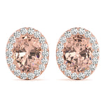 14kt White Gold Halo Oval Solitaire Earrings - Semi-Mount with 0.36 cttw SI2, H-I Diamonds