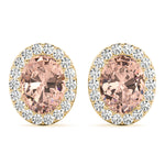 14kt White Gold Halo Oval Solitaire Earrings - Semi-Mount with 0.36 cttw SI2, H-I Diamonds