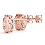 14kt White Gold Halo Oval Solitaire Earrings - Semi-Mount with 0.36 cttw SI2, H-I Diamonds