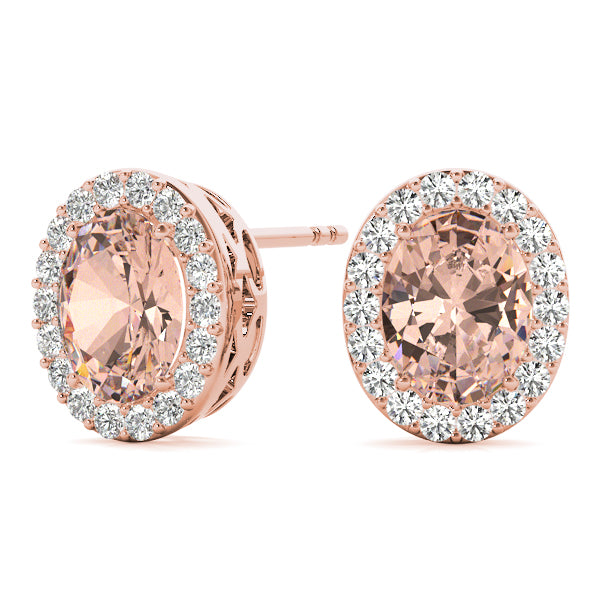 14kt White Gold Halo Oval Solitaire Earrings - Semi-Mount with 0.36 cttw SI2, H-I Diamonds