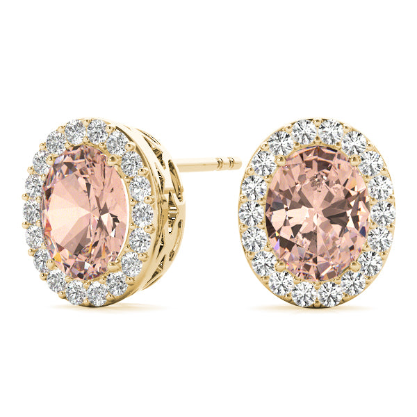 14kt White Gold Halo Oval Solitaire Earrings - Semi-Mount with 0.36 cttw SI2, H-I Diamonds