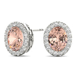 14kt White Gold Halo Oval Solitaire Earrings - Semi-Mount with 0.36 cttw SI2, H-I Diamonds