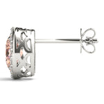 14kt White Gold Halo Oval Solitaire Earrings - Semi-Mount with 0.36 cttw SI2, H-I Diamonds