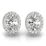 14kt White Gold Halo Oval Solitaire Earrings - Semi-Mount with 0.36 cttw SI2, H-I Diamonds