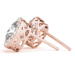 14kt White Gold Halo Oval Solitaire Earrings - Semi-Mount with 0.36 cttw SI2, H-I Diamonds