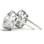 14kt White Gold Halo Oval Solitaire Earrings - Semi-Mount with 0.36 cttw SI2, H-I Diamonds