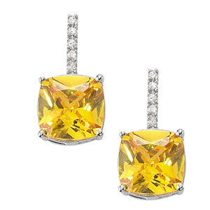 Elegant 14kt White Gold Cushion Cut Diamond Earrings with Square Halo