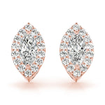 Elegant 14k White Gold Marquise Halo Diamond Earrings - 10x5mm Center Stone Setting (0.3 cttw SI2, H-I)