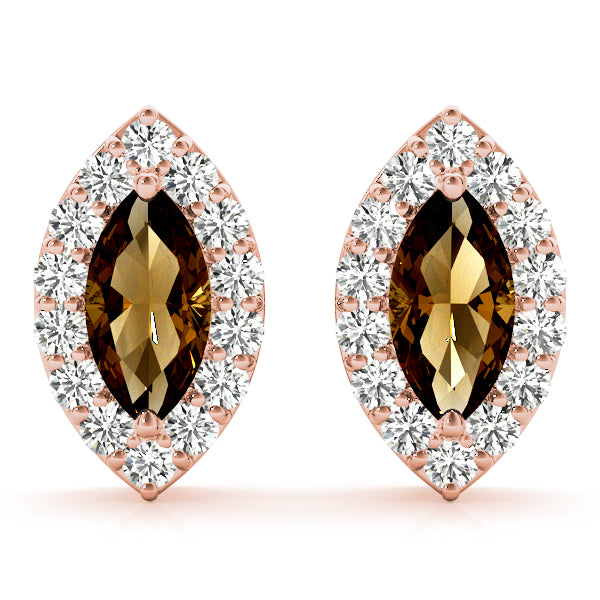 Elegant 14k White Gold Marquise Halo Diamond Earrings - 10x5mm Center Stone Setting (0.3 cttw SI2, H-I)