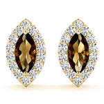 Elegant 14k White Gold Marquise Halo Diamond Earrings - 10x5mm Center Stone Setting (0.3 cttw SI2, H-I)