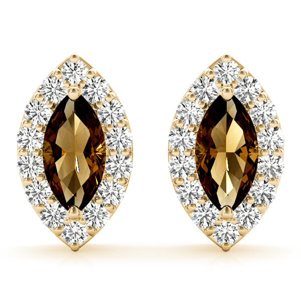 Elegant 14k White Gold Marquise Halo Diamond Earrings - 10x5mm Center Stone Setting (0.3 cttw SI2, H-I)