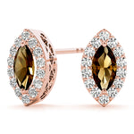 Elegant 14k White Gold Marquise Halo Diamond Earrings - 10x5mm Center Stone Setting (0.3 cttw SI2, H-I)