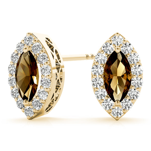 Elegant 14k White Gold Marquise Halo Diamond Earrings - 10x5mm Center Stone Setting (0.3 cttw SI2, H-I)