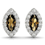 Elegant 14k White Gold Marquise Halo Diamond Earrings - 10x5mm Center Stone Setting (0.3 cttw SI2, H-I)