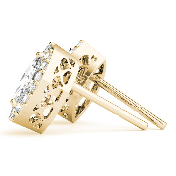 Elegant 14k White Gold Marquise Halo Diamond Earrings - 10x5mm Center Stone Setting (0.3 cttw SI2, H-I)