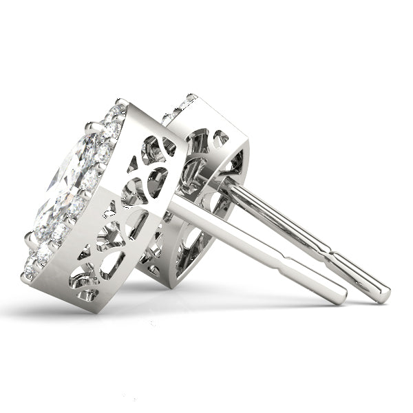 Elegant 14k White Gold Marquise Halo Diamond Earrings - 10x5mm Center Stone Setting (0.3 cttw SI2, H-I)