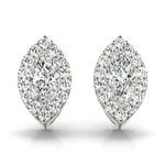 Elegant 14k White Gold Marquise Halo Diamond Earrings - 10x5mm Center Stone Setting (0.3 cttw SI2, H-I)