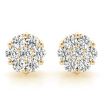 Elegant 14kt White Gold Cluster Earrings with 0.98 Carat SI2, H-I Diamonds (Style 