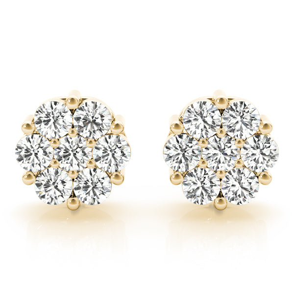 Elegant 14kt White Gold Cluster Earrings with 0.98 Carat SI2, H-I Diamonds (Style 