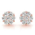 Elegant 14kt White Gold Cluster Earrings with 0.98 Carat SI2, H-I Diamonds (Style 