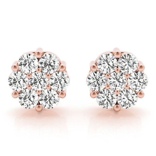 Elegant 14kt White Gold Cluster Earrings with 0.98 Carat SI2, H-I Diamonds (Style 
