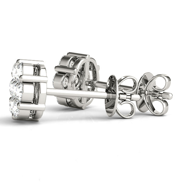 Elegant 14kt White Gold Cluster Earrings with 0.98 Carat SI2, H-I Diamonds (Style 