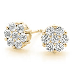 Elegant 14kt White Gold Cluster Earrings with 0.98 Carat SI2, H-I Diamonds (Style 