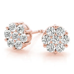 Elegant 14kt White Gold Cluster Earrings with 0.98 Carat SI2, H-I Diamonds (Style 