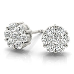 Elegant 14kt White Gold Cluster Earrings with 0.98 Carat SI2, H-I Diamonds (Style 