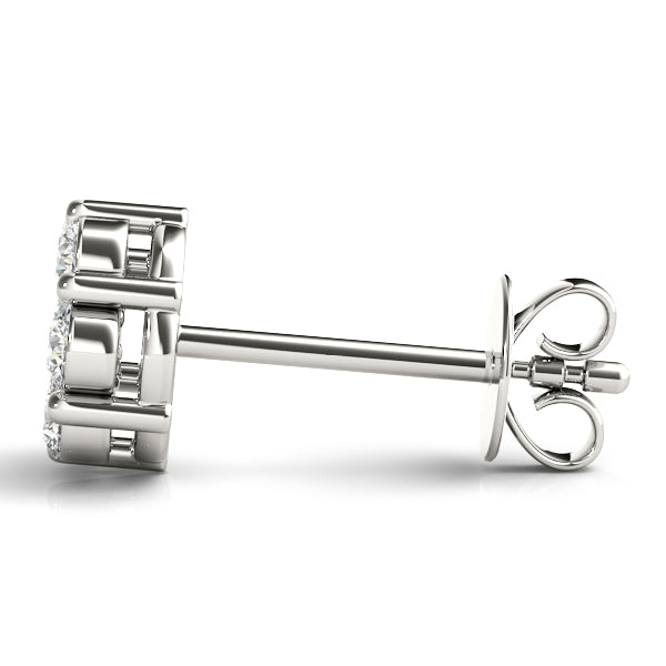 Elegant 14kt White Gold Cluster Earrings with 0.98 Carat SI2, H-I Diamonds (Style 