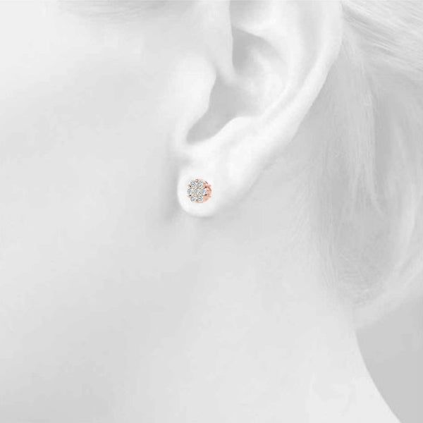 Elegant 14kt White Gold Cluster Earrings with 0.98 Carat SI2, H-I Diamonds (Style 