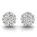 Elegant 14kt White Gold Cluster Earrings with 0.98 Carat SI2, H-I Diamonds (Style 
