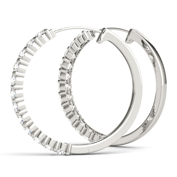 14kt White Gold 1.08 CTTW SI2, H-I Diamond Hoop Earrings