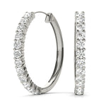 14kt White Gold 1.08 CTTW SI2, H-I Diamond Hoop Earrings