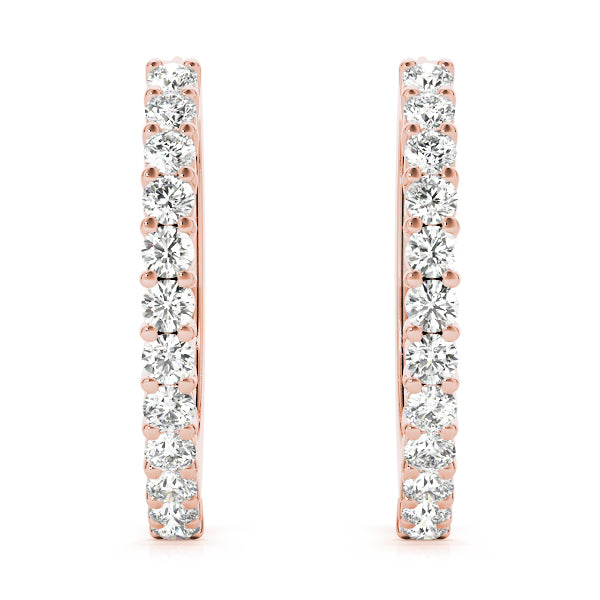 14kt White Gold 1.08 CTTW SI2, H-I Diamond Hoop Earrings