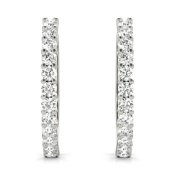 14kt White Gold 1.08 CTTW SI2, H-I Diamond Hoop Earrings
